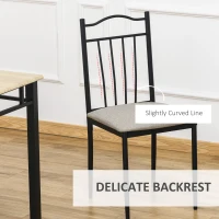 HOMCOM 5 Piece Dining Table and Chairs Set Wood Top Metal Frame Padded Seat Dining Table Set Home Kitchen Dining Room Furniture, Black(m-6)