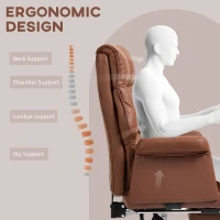 HOMCOM PU Leather Executive Office Chair, Ergonomic and Reclining Office Desk Chair with Footrest, Brown(m-4)