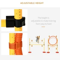 PawHut 3PCs Dog Agility Training Equipment, Outdoor Obstacle Course Starter Kit with Hoop, Hurdle, Weave Poles and Carrying Bag(m-5)