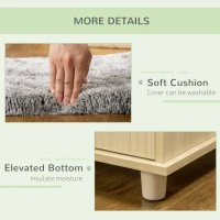 PawHut Cat Litter Box Enclosure with Soft Cushion, Indoor Cat Washroom Storage Bench End Table with PE Rattan Trim, Magnetic Doors, Easy Assembly, Oak(m-6)
