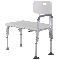HOMCOM 6-Level Adjustable Bath and Shower Transfer Bench Aluminum Chair with Non-Slip Feet, Armrest & Backrest White(m-11)