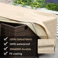 Outsunny Patio Furniture Covers, Waterproof, Windproof and Anti-UV 300D Oxford Fabric Large Outdoor Furniture Cover for Outdoor Sectional Sofa Set, 97" x 65" x 26", Beige(m-4)