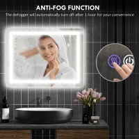 HOMCOM Dimmable Bathroom Mirror with Lights, 32" x 24" Backlit/Front Lit LED Mirror, Anti-Fog, Memory, Infinite Color Temp(m-6)