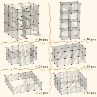 PawHut 40 Pcs Small Animal Cage Bunny Hutch Portable Metal Wire with Ramps for Kitten Chinchilla, Black(m-7)