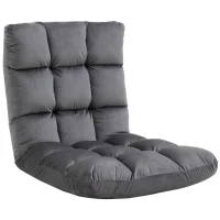HOMCOM 13-Position Floor Folding Gaming Lazy Floor Sofa Chair Lounge Adjustable Sleeper Bed Couch Recliner, Dark Grey(m-10)