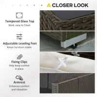 Outsunny 7 Pieces Patio Furniture Set, Rattan Outdoor Conversation Set, Garden Wicker Sofa Set, Ivory(m-8)