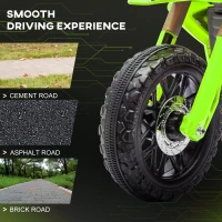 Qaba 6V Kids Motorcycle with Training Wheels, Horn & Start Sound, for 3-8 Years, Green(m-7)