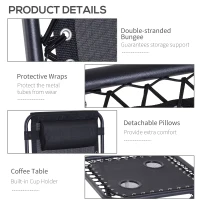 Outsunny Zero Gravity Chair Set of 2 Patio Chair with Side Table Cupholders and Pillows for Pool, Backyard, Lawn, Black(m-6)