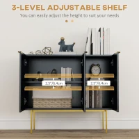 HOMCOM Modern Storage Cabinet Sideboard Buffet Cabinet with Gold Legs for Living Room Dining Room Hallway Black(m-6)