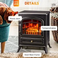 HOMCOM Fireplace Stove, Electric Fireplace Heater with Realistic LED Flames and Logs, 725W/1450W, Black(m-7)