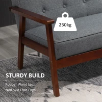 HOMCOM 44.5" 2 Seat Sofa for Bedroom, Modern Upholstered Loveseat with Button Tufted Back and Wood Legs, Grey(m-5)