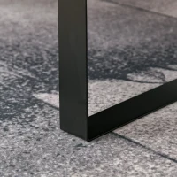 HOMCOM Mid-century Modern Coffee Table with Storage Drawer, Metal Sled Designed Legs and Wood Grain Surface for Living Room, Dark Grey(m-8)