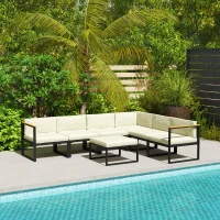 Outsunny Replacement Cushions for Rattan Furniture, 14 Piece Outdoor Seat Cushion Pad for Patio Set, 7 Seat and 7 Back, Cream(m-9)