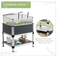 Outsunny Raised Garden Bed with Cold Frame Greenhouse and Storage Shelf, Aluminum & PVC Elevated Planter Box for Herbs and Vegetables, Use for Patio, Backyard, Balcony(m-7)