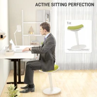 HOMCOM Standing Desk Stool, Ergonomic Wobble Chair, Adjustable Leaning Stool for Office Desks, with Rocking Motion, Green(m-4)