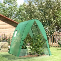 Outsunny Tunnel Hoop House Greenhouse with Sandbags and Hemmed PE Cover, 2 Doors and Screen Windows, 6' x 6' x 6.6', Green(m-2)