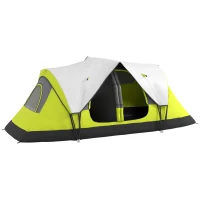 Outsunny Camping Tent for 6-8 Man with 2000mm Waterproof Rainfly and Carry Bag for Fishing Hiking Festival, Green(m-11)