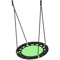 Qaba 24 inch Saucer Tree Swing Set for Kids with Adjustable Hanging Ropes for Outdoor, Backyard, Green(m-2)