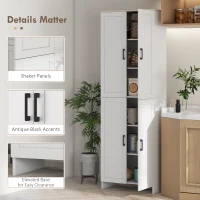 HOMCOM Freestanding Kitchen Pantry, 4-Door Kitchen Pantry Cabinet with Adjustable Shelves and Doors, White(m-7)