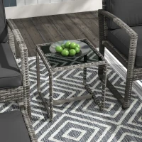 Outsunny 5 Pieces Patio Furniture Set with Armchair, Stool, Table, Cushions, Outdoor Wicker Conversation Sofa Set for Garden(m-7)