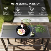 Outsunny Bar Height Outdoor Table, 48" Metal Patio Bar Table with Slatted Top for Hot Tub, Backyard, Poolside, Black(m-5)