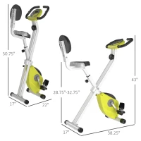 Soozier Foldable Upright Training Exercise Bike Indoor Stationary X Bike with 8 Levels of Magnetic Resistance for Aerobic Exercise, Yellow(m-3)