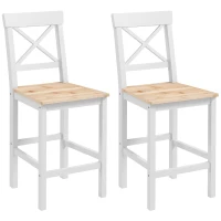 HOMCOM Counter Height Stools Set of 2, Farmhouse Bar Stools with Backs, Solid Wood Counter Stools for Kitchen Island(m-11)