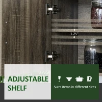 HOMCOM Kitchen Pantry Storage Cabinet with Microwave Stand, Buffet with Hutch, Door Cupboards, Drawer and Adjustable Shelves, Gray(m-6)