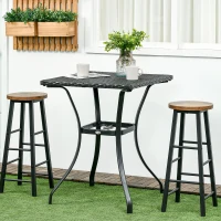 Outsunny Patio Wicker Dining Table with Umbrella Hole, 34 Inch Outdoor PE Rattan Coffee Table with Plastic Board Under the Woven Table Top for Patio, Garden, Balcony, Black(m-8)