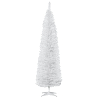 HOMCOM 7' Artificial Pencil Christmas Tree, Slim Xmas Tree with 499 Realistic Branch Tips and Plastic Stand, White