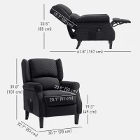 HOMCOM Push Back Recliner Chair, Vibration Massage Recliner for Living Room with Extendable Footrest, Remote, Pocket, Black(m-3)