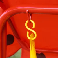 Outsunny Porch Swing for Kids with Adjustable Canopy to Block Sun at Angles, Kids Swing Chair with Seatbelts, Ladybug Pattern, Gift for Kids Ages 3-6, Red(m-8)