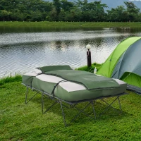 Outsunny 2-Person Folding Camping Cot Portable Outdoor Bed Set with Sleeping Bag, Inflatable Air Mattress, Comfort Pillows and Carry Bag, Soft and Comfortable for Outdoor Travel Camp Beach Vacation(m-2)