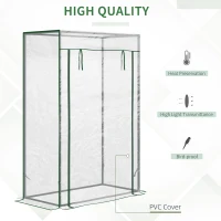 Outsunny 40"L x 20"W x 59"H Walk-in Garden Greenhouse with Steel Frame Outdoor Hot House Tomato Plant Warm House w/ Roll up Door, Plastic Cover, Clear(m-4)
