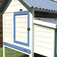 PawHut 55.5" Wooden Chicken Coop with Run Box, Nesting Box, Removable Tray, Ramp, Outdoor Backyard for 2-3 Chickens, White(m-9)