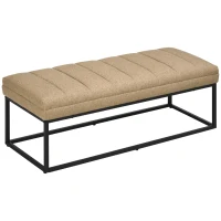 HOMCOM Upholstered Bedroom Bench, End of Bed Bench, Ottoman with Steel Legs, 47.25" x 13.5" x 15.75", Brown(m-1)