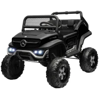 Aosom Licensed Mercedes-Benz Unimog 12V Kids Ride on Truck with Remote Control, Battery Powered Electric Car with Spring Suspension, LED Light, Horn, Music, Black(m-11)