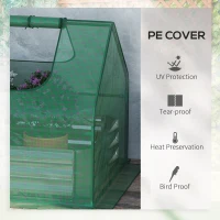 Outsunny Greenhouse with Raised Garden Bed, Steel Outdoor Planter Box with Plastic Cover, Roll Up Window, Dual Use for Flowers, Vegetables and Herbs, 73" x 37.5" x 36", Green(m-6)