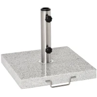 Outsunny 55 lbs Marble Square Umbrella Stand 16.5" Market Heavy Holder Base w/ Wheels, Grey(m-11)