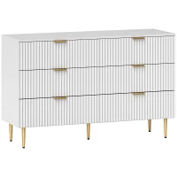 HOMCOM Modern Chest of Drawers 6 Drawer Dresser for Bedroom with Gold Legs and Handles, White(m-11)