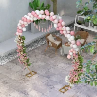 Outsunny 9.1FT Gold Backdrop Stand, Round Metal Wedding Arch for Birthday Party, Bridal Shower, Graduation, Ceremony(m-7)