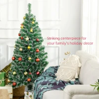 HOMCOM 6FT Indoor Christmas Tree Artificial Decoration Xmas Gift with Metal Stand 375 Tips(m-4)