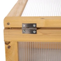 Outsunny Wooden Cold Frame Greenhouse Garden Portable Raised Planter with Openable Top for Indoor, Outdoor, Flowers, Vegetables, Plants, 35.5"x23.5"x15.75", Light Brown(m-9)