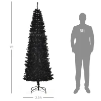 HOMCOM 7 FT Artificial Christmas Tree Pencil Xmas Tree with Stand, 818 Tips, Holiday Home Indoor Decoration for Party, Black(m-3)