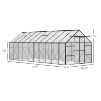 Outsunny 20' x 8' Aluminum Greenhouse Polycarbonate Walk-in Garden Greenhouse Kit with Adjustable Roof Vent, Rain Gutter and Sliding Door for Winter, Clear(m-3)
