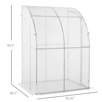 Outsunny 5' x 4' x 7' Outdoor Lean-to Walk-in Garden Greenhouse with Roll-Up Door Hot House for Plants Herbs Vegetables, White(m-3)