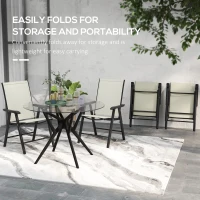 Outsunny 4-Piece Folding Chair Set for Relaxing on Patio Balcony Garden, Comfortable Outdoor Furniture with Armrests, Beige(m-5)