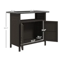 Outsunny Wicker Outdoor Storage Cabinet with Two Doors and Shelf for Outdoor Pool Towel Storage, Dark Coffee(m-3)