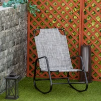 Outsunny Garden Rocking Chair, Outdoor Indoor Sling Fabric Rocker for Patio, Balcony, Porch, Grey(m-10)
