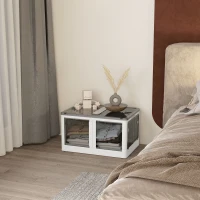 HOMCOM Stackable Storage Bins with Lids, Wheels, and Collapsible, White(m-10)